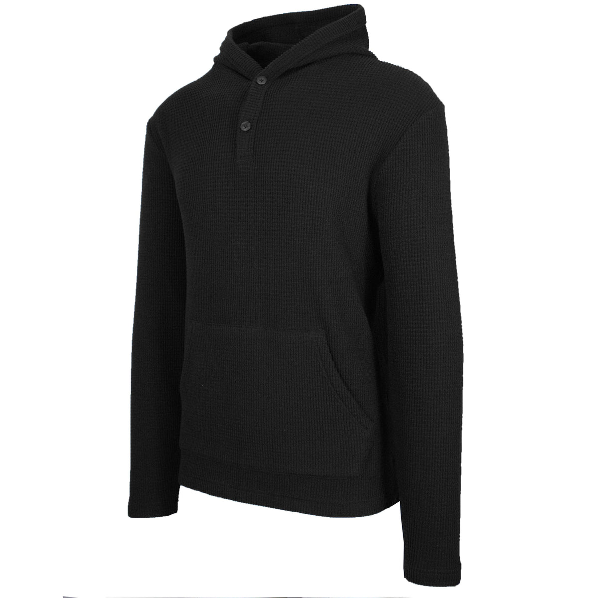 Men's Waffle-Knit Thermal Henley Pullover Hoodie (S-3XL)
