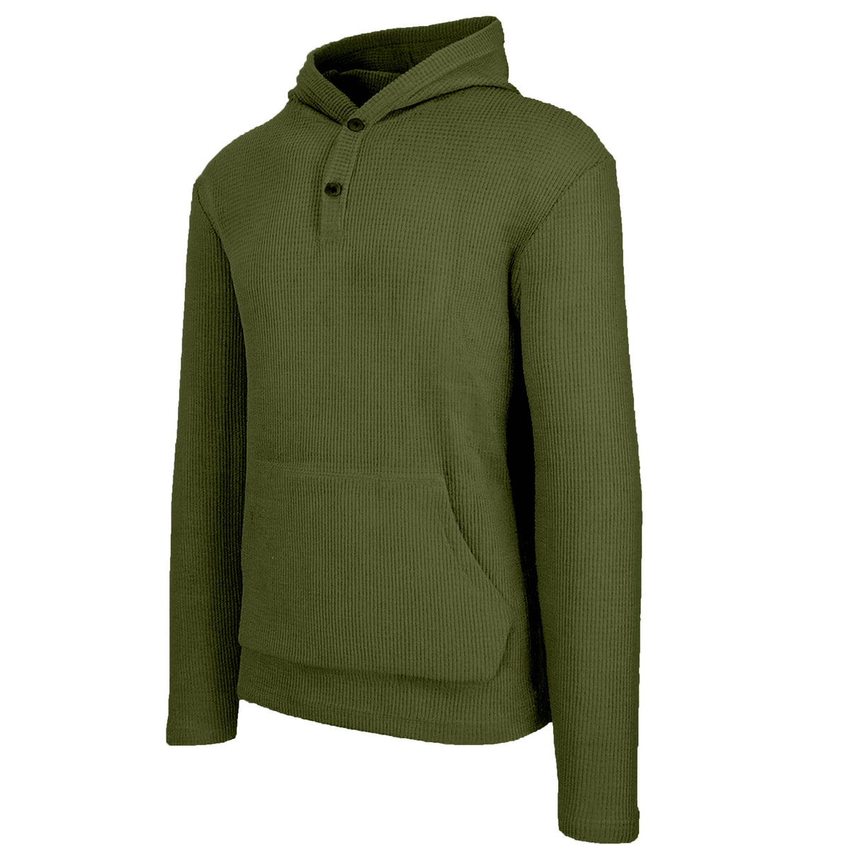 Men's Waffle-Knit Thermal Henley Pullover Hoodie (S-3XL)