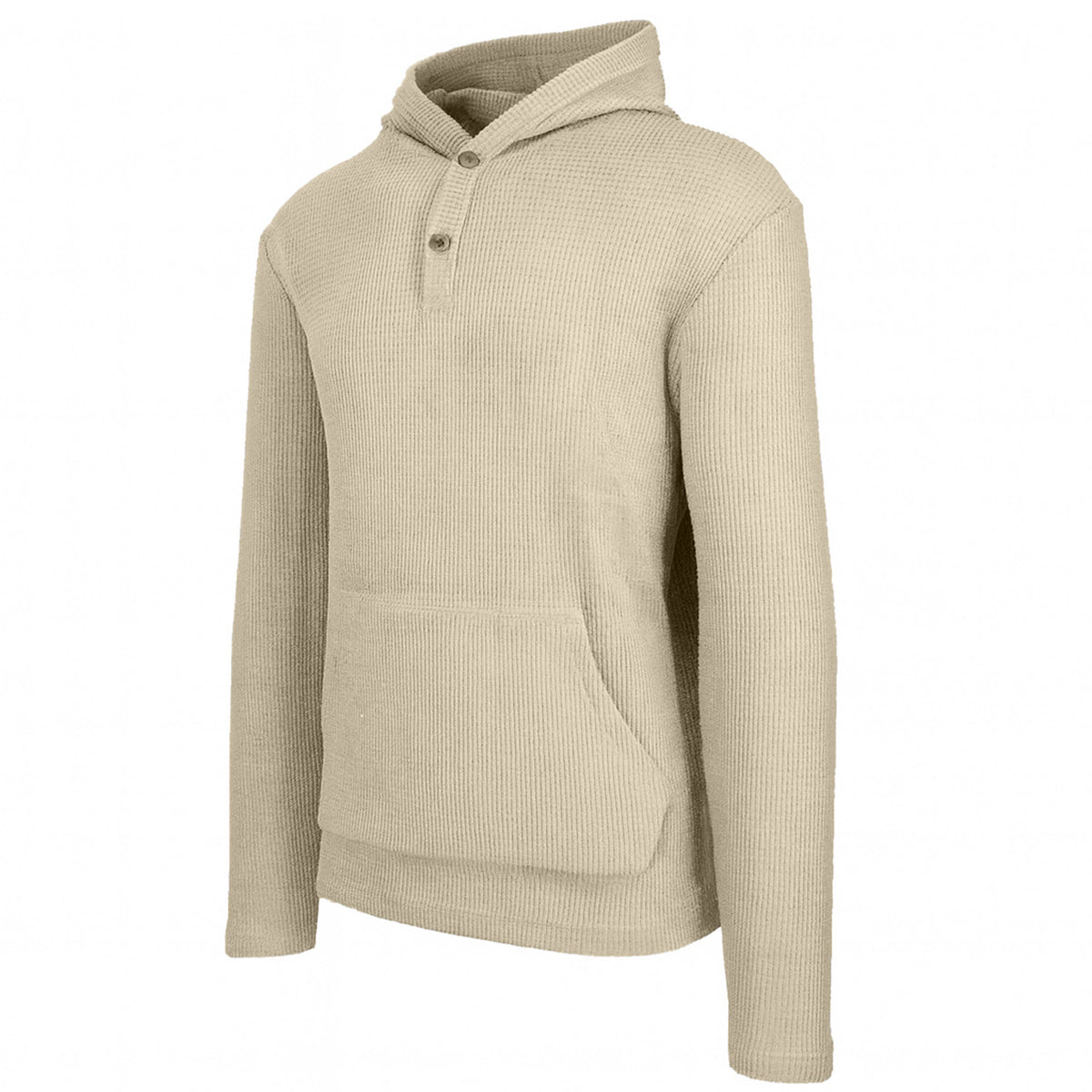 Men's Waffle-Knit Thermal Henley Pullover Hoodie (S-3XL)